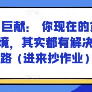 某付费文章：年里巨制： 你目前贫穷和窘境，其实都有处理思路 (进去写作业)