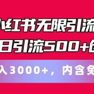 全新小红书的无尽引流方法软件自动式日引流方法500 自主创业粉，轻轻松松日入3k ，含有专业软件