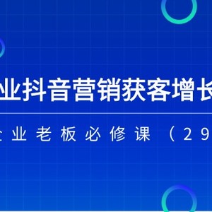 2024企业抖音营销拓客提高夏令营，中小型企业老总必修课程（29堂课）