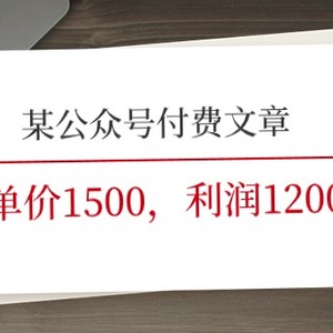 某微信公众号付费文章《客单价1500，利润1200(续)》销售市场几乎可以说是空白