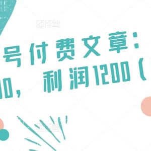 某微信公众号付费文章：客单量1500，盈利1200(续)，销售市场几乎可以说是空白-中创网_分享中创网创业资讯_最新网络项目资源