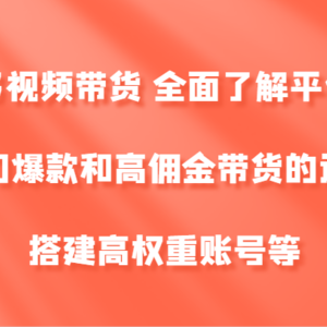 拼多多视频带货 全面了解平台机制、热门爆款和高佣金带货的选品，搭建高权重账号等