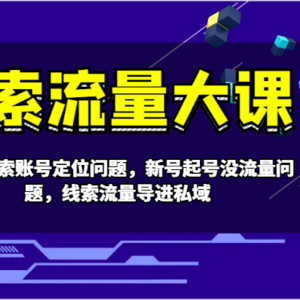 线索流量大课-解决线索账号定位问题，新号起号没流量问题，线索流量导进私域