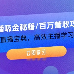 主播吸金秘籍/百万营收攻略，娱乐直播宝典，高效主播学习系统