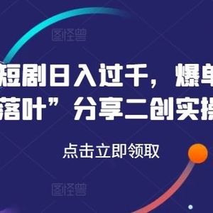 小红书短剧日入过千，爆单大佬“繁华落叶”分享二创实操经验