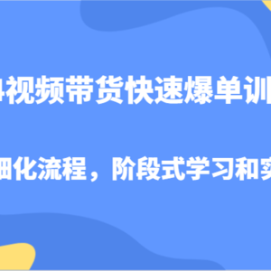 2024视频带货快速爆单训练营，精细化流程，阶段式学习和实操