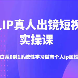 个人IP真人出镜短视频实操课-适合新手小白从0到1系统性学习做有个人ip属性的带货账号