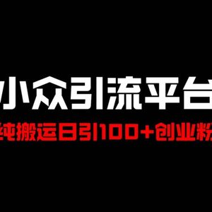 冷门引流平台，纯搬运日引100+高质量年轻创业粉！